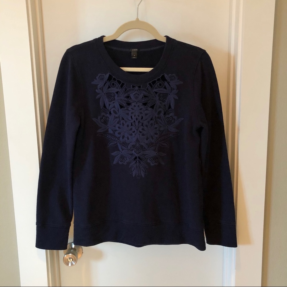 J. Crew sweatshirt with floral pattern/cutouts
